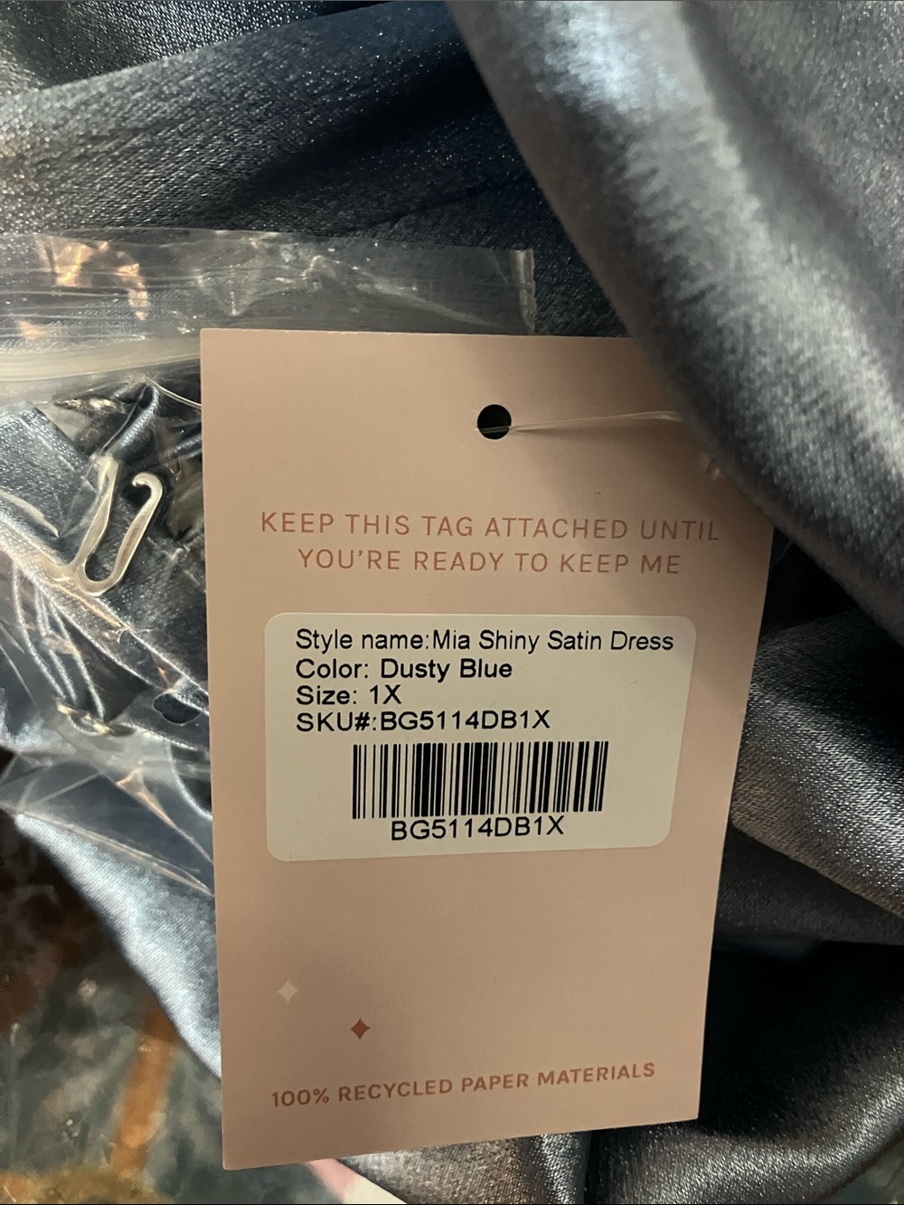 🆕 in original bag Mia Shiny Satin Dress - Dusty Blue 1Xplus size 3 ways to wear